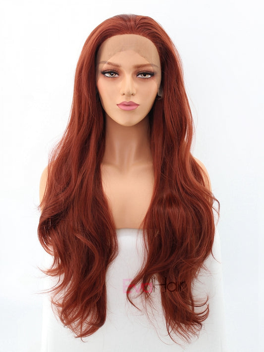 Reddish Brown Synthetic Lace Front Wig With Popular Wavy Style