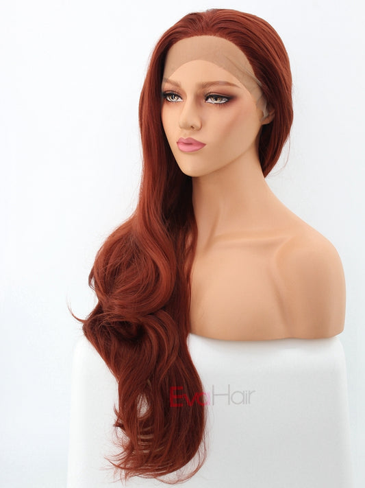 Reddish Brown Synthetic Lace Front Wig With Popular Wavy Style