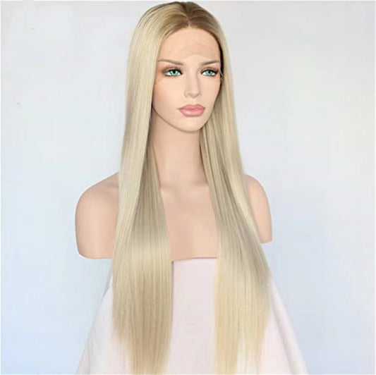 Long Natural Blonde Ombre Synthetic Lace Front Wig