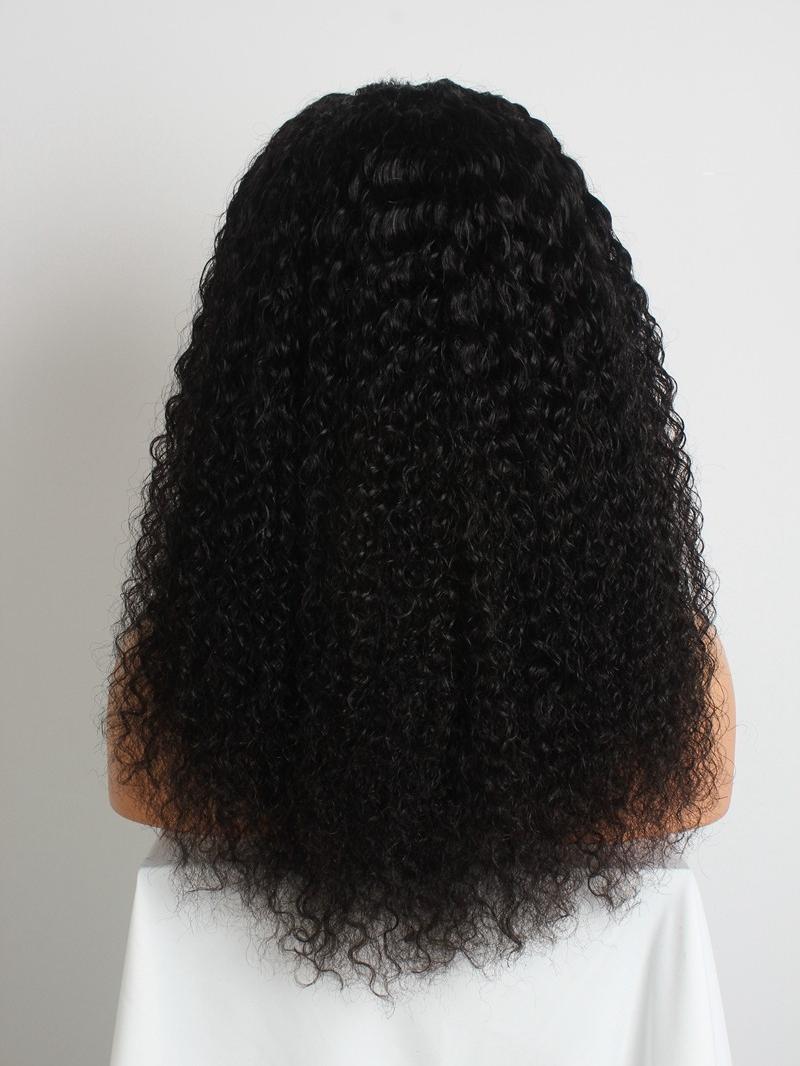 20 INCH NATURAL BLACK CURLY MACHINE MADE HEADBAND WIG