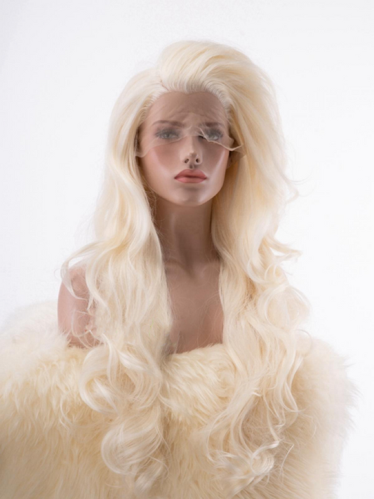 Custom red wave synthetic drag wig + Elsa Blonde Long Wavy Big Hair Drag Wig
