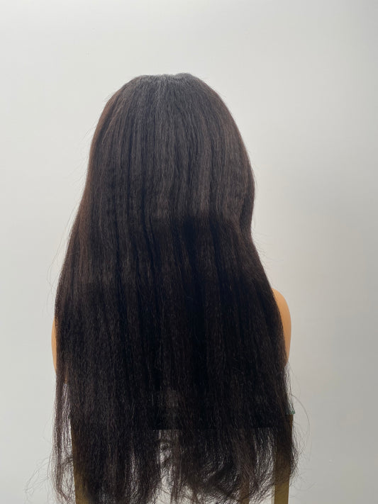 16" - 26" Custom Color Length Density Kinky Straight Natural Full Lace Human Hair Wig