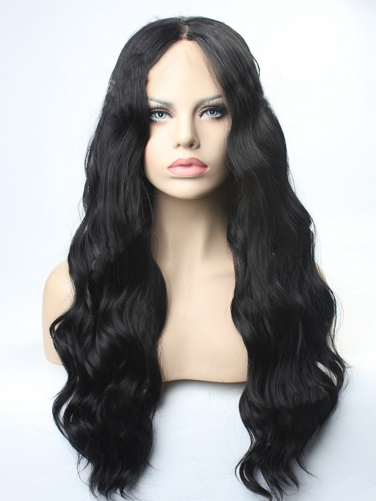 Classic Black Water Wavy Synthetic Lace Front Wig