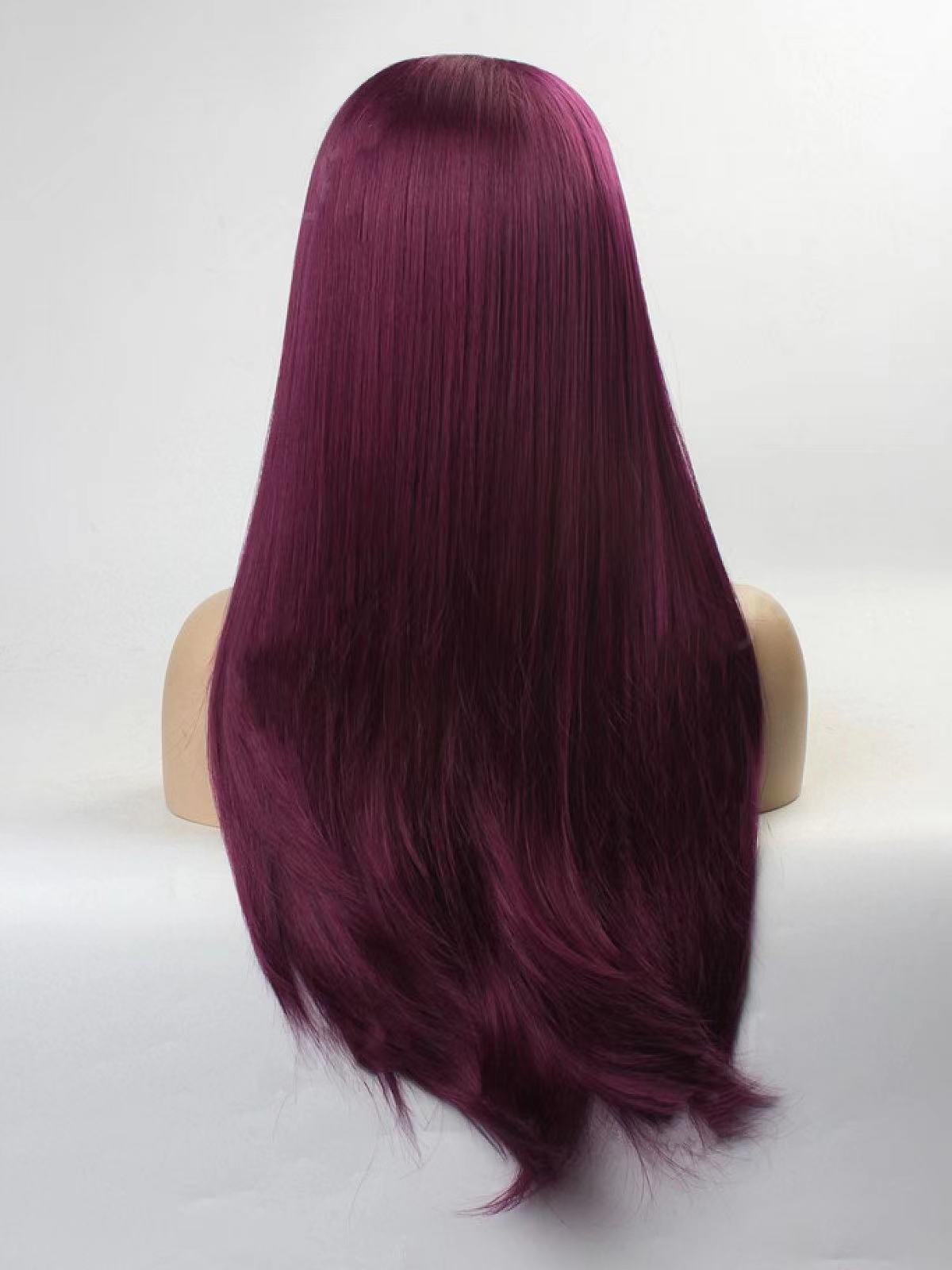 Deep Fuchsia/Deep Pink Long Straight Synthetic Lace Front Wig