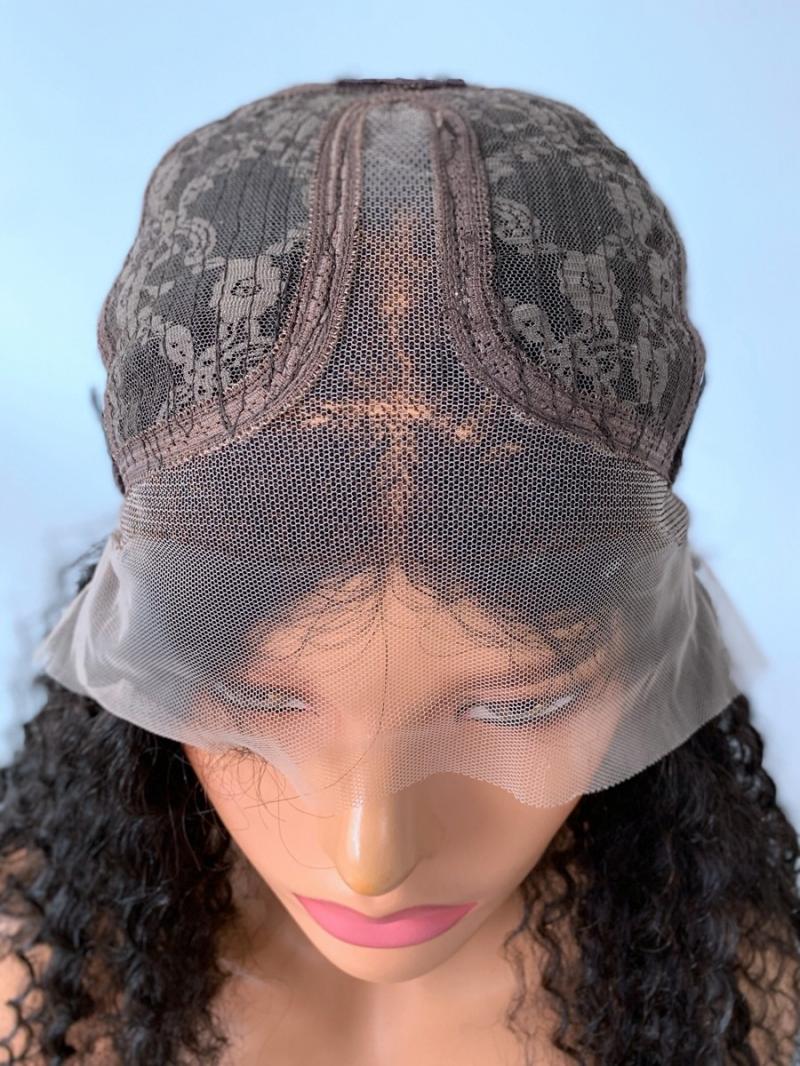 16"-24" NATURAL BLACK CURLY T CAP CONSTRUCTION WIG