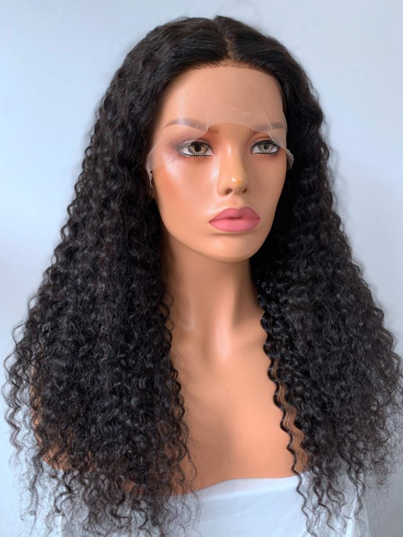 16"-24" NATURAL BLACK CURLY T CAP CONSTRUCTION WIG