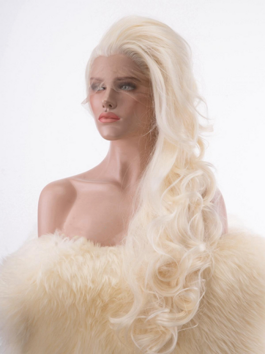 Elsa Blonde Long Wavy Big Hair Drag Wig