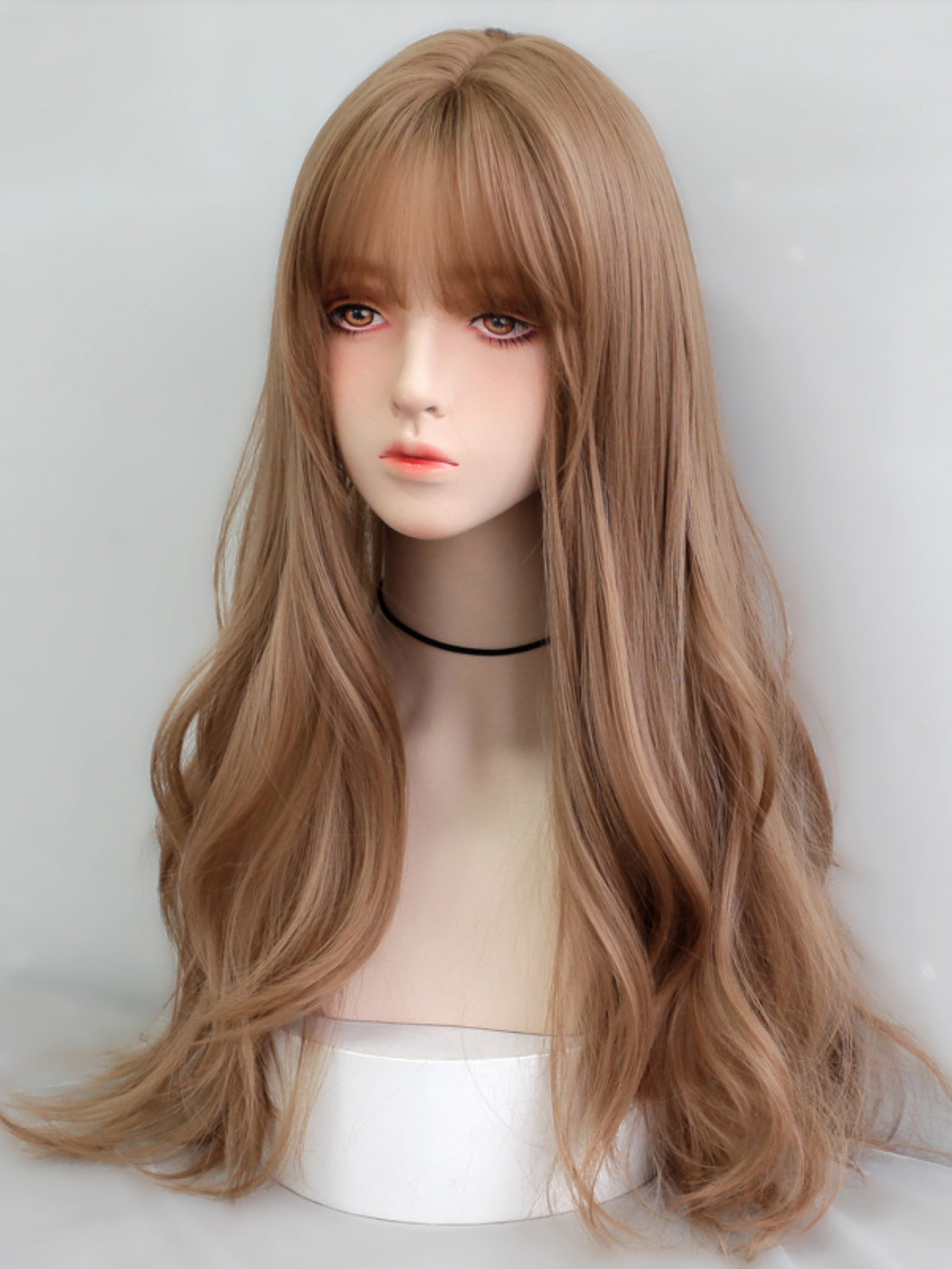 2022 Natural Blonde Long Wavy Synthetic Wig with Bangs