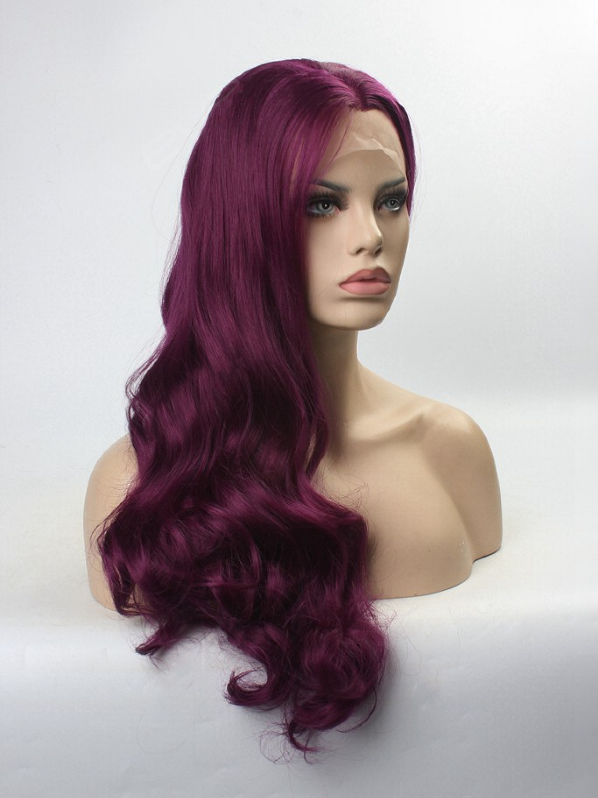 Deep Fuchsia/Deep Pink Long Curly Synthetic Lace Front Wig