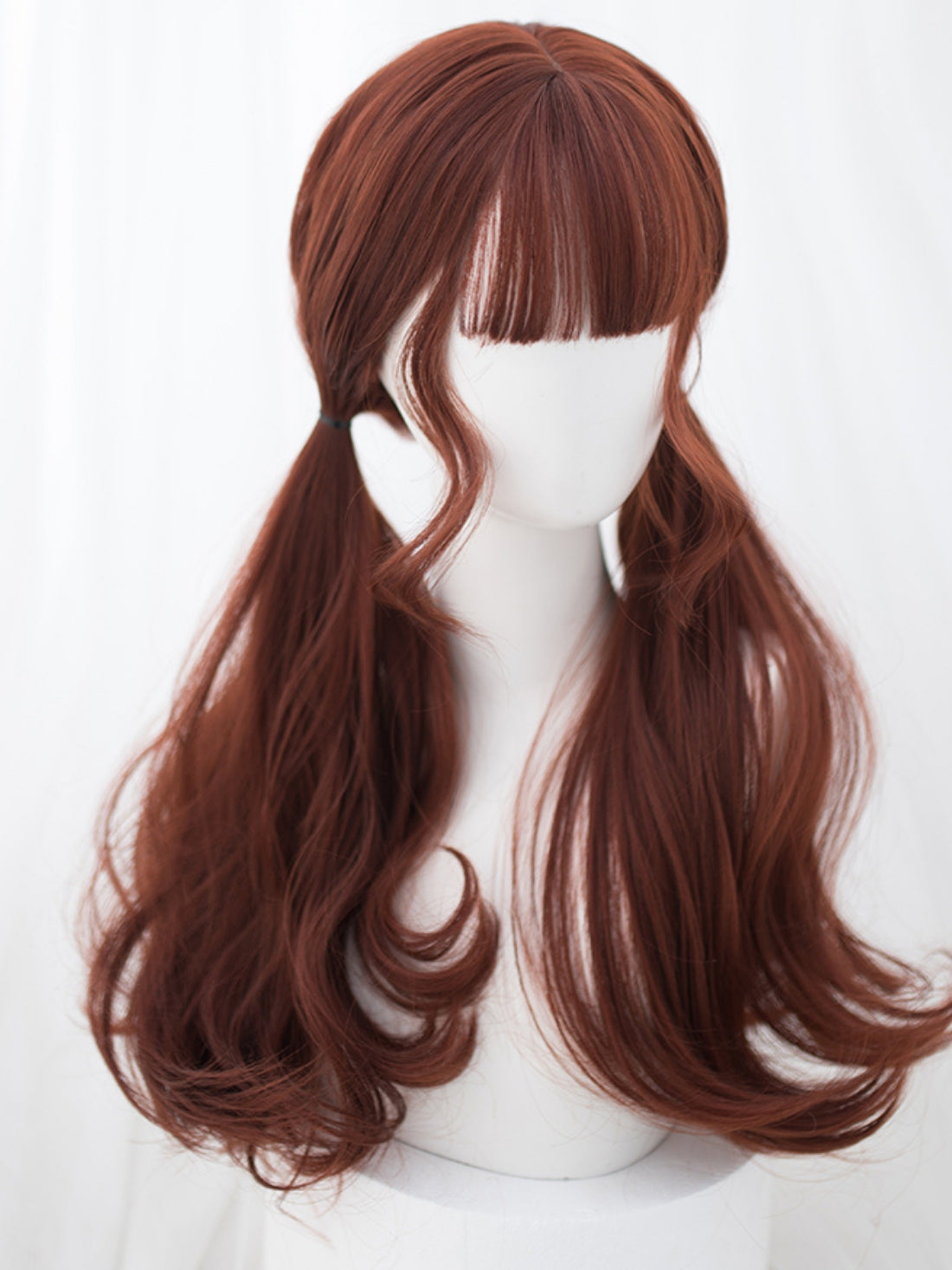 New Style Ginger Brown Long Synthetic Wig with Bangs