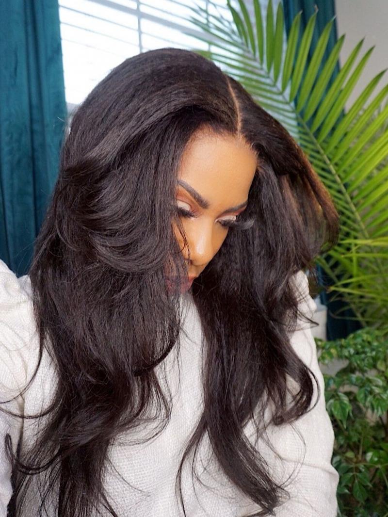 MADE TO ORDER 10"-22" KINKY STRAIGHT 5*5 UNDETECTABLE HD LACE CLOSURE HUMAN HAIR WIG