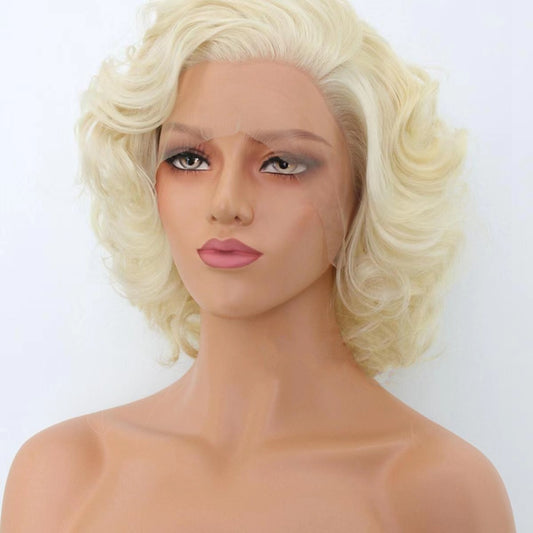Vintage Blonde Short Wavy Wig