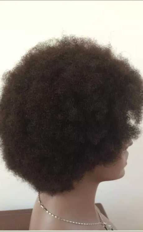 Machine Made Glueless Lace Cap Afro Human Hair Wig