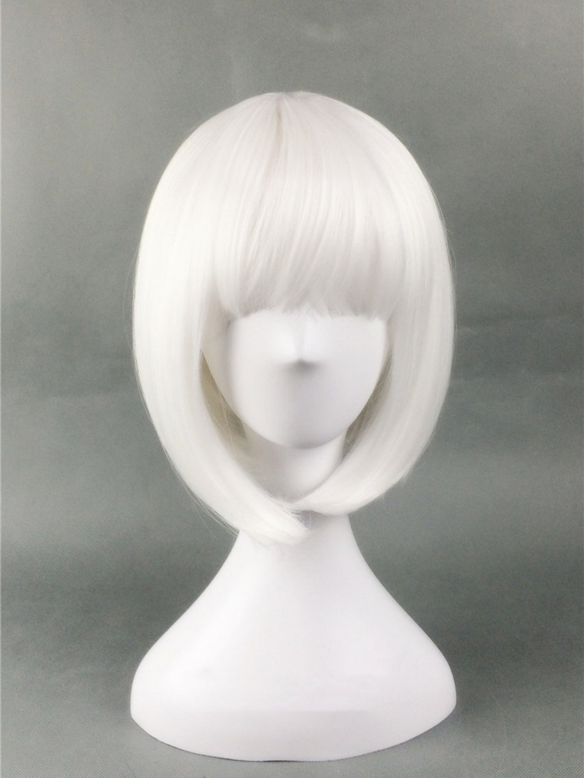 White Bob Straight Synthetic Wig With Bangs