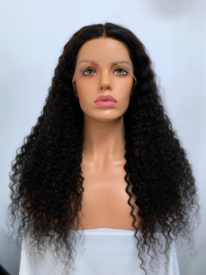 16"-24" NATURAL BLACK CURLY T CAP CONSTRUCTION WIG