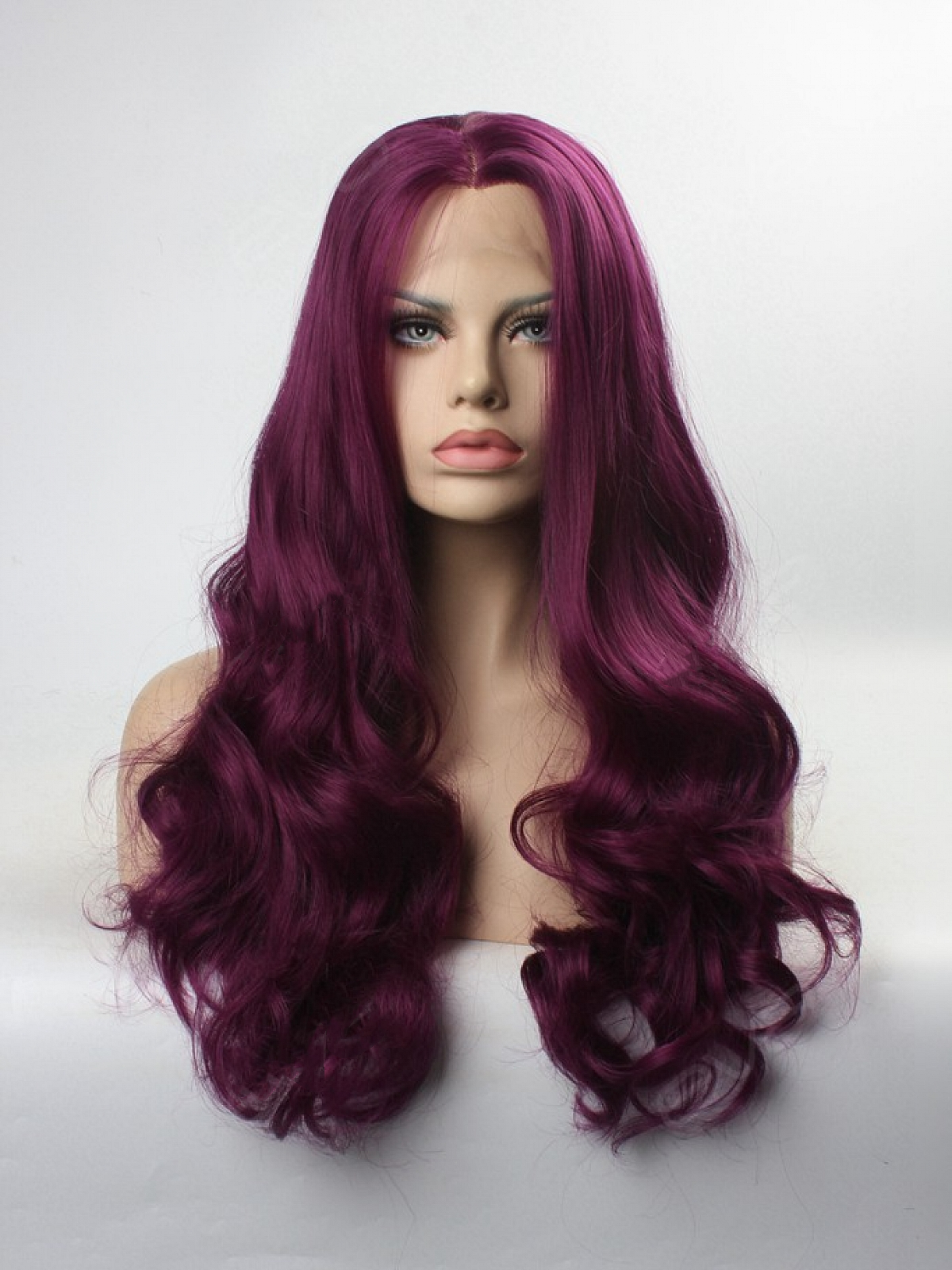 Deep Fuchsia/Deep Pink Long Curly Synthetic Lace Front Wig