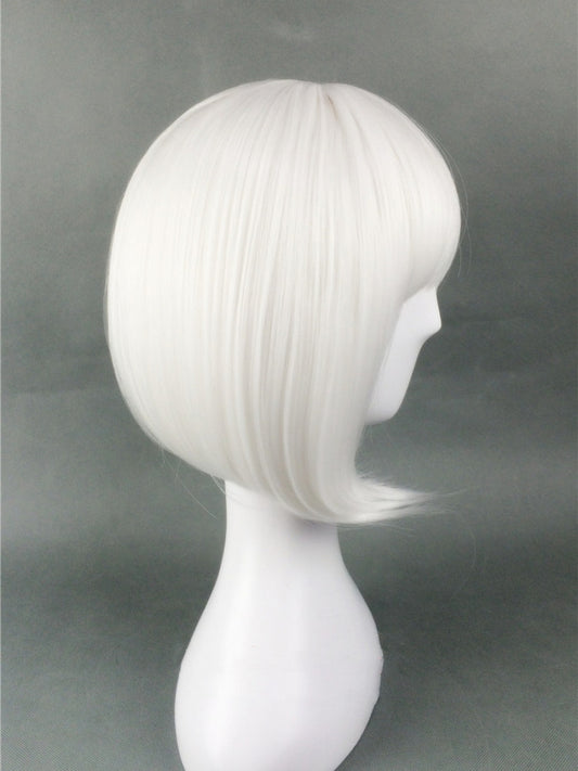 White Bob Straight Synthetic Wig With Bangs