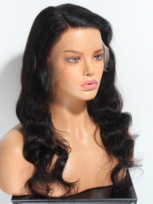 16" - 24" Invisible HD Lace Swiss Lace Natural Black Wave Lace Wig
