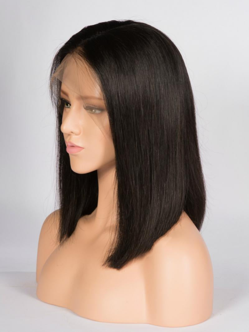 BOB CUT BLACK 4" PARTING LACE FRONT VIRGIN HUMAN HAIR WIG READY TO SHIP