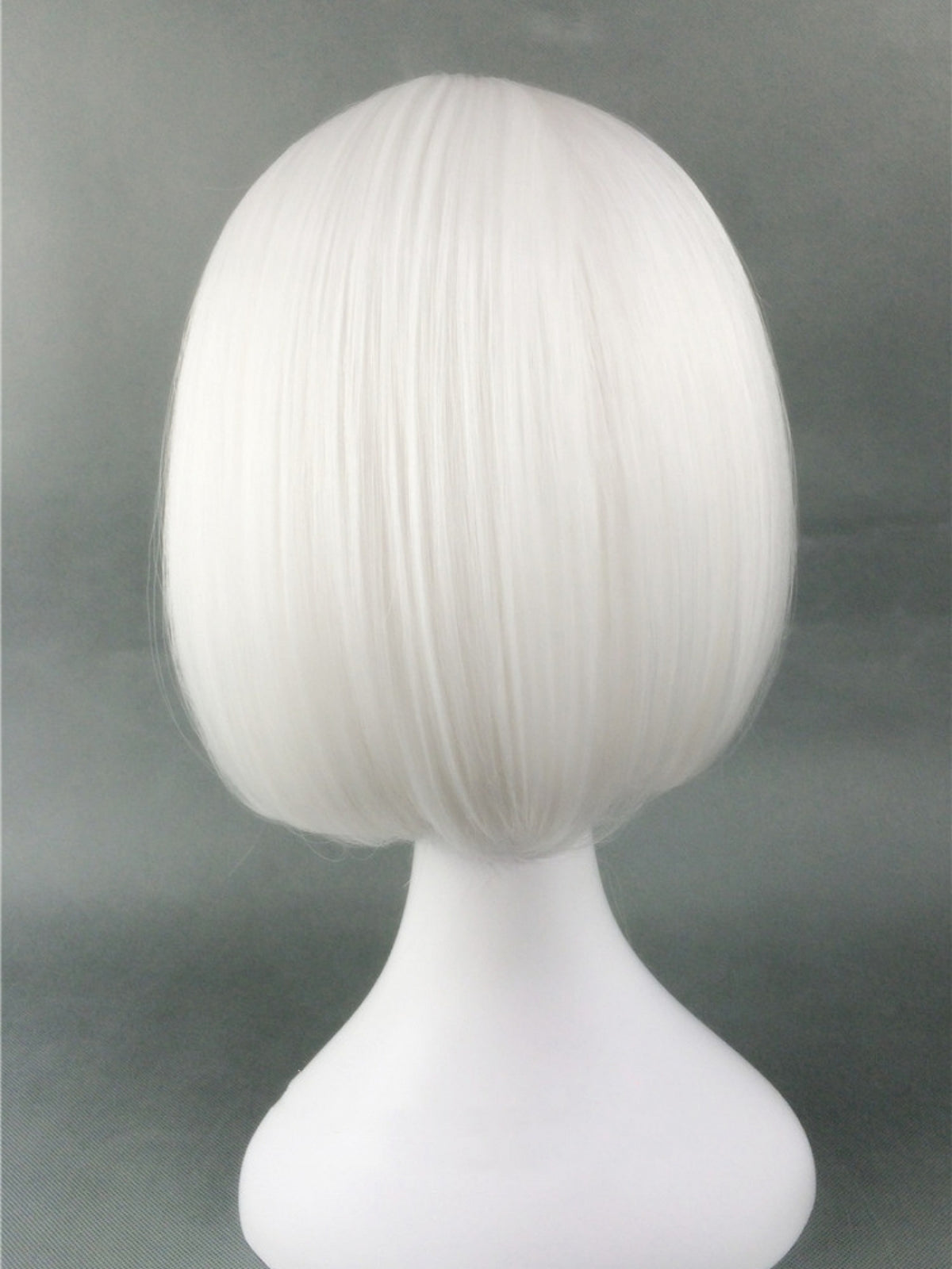 White Bob Straight Synthetic Wig With Bangs