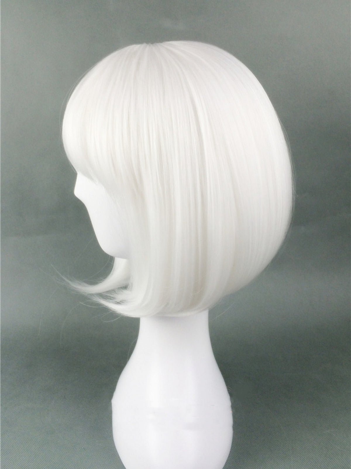 White Bob Straight Synthetic Wig With Bangs