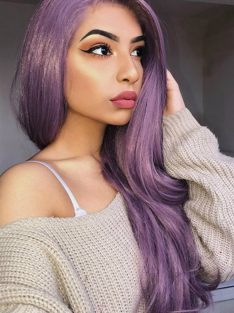 Dusty Lavender Synthetic Lace Front Drag Wig