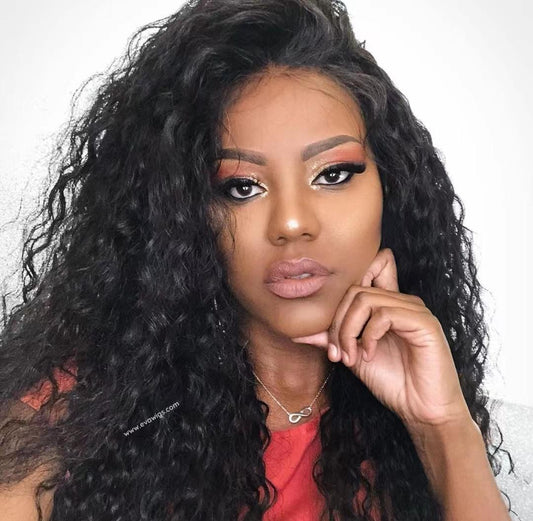 16 INCH 6" DEEP PARTING HD LACE FRONT CURLY HUMAN HAIR WIG