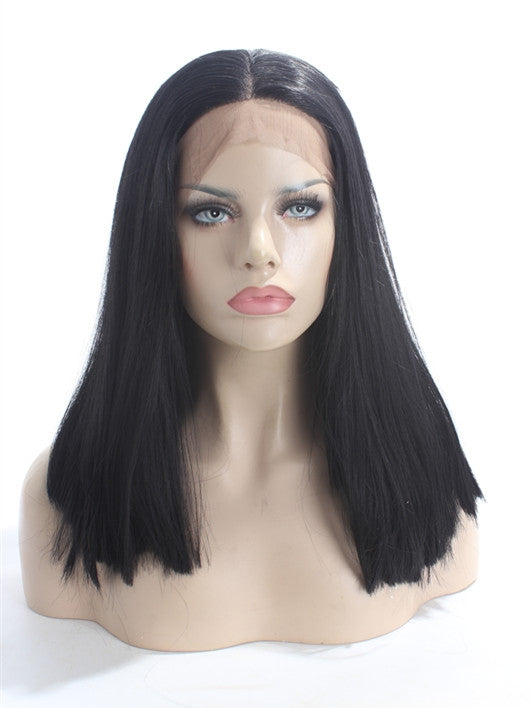 CHIC BLACK BOB STRAIGHT SYNTHETIC LECE FRONT WIGS
