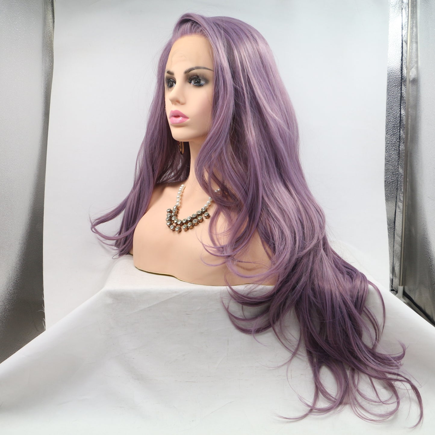 Hip Length Dusty Purple Wig