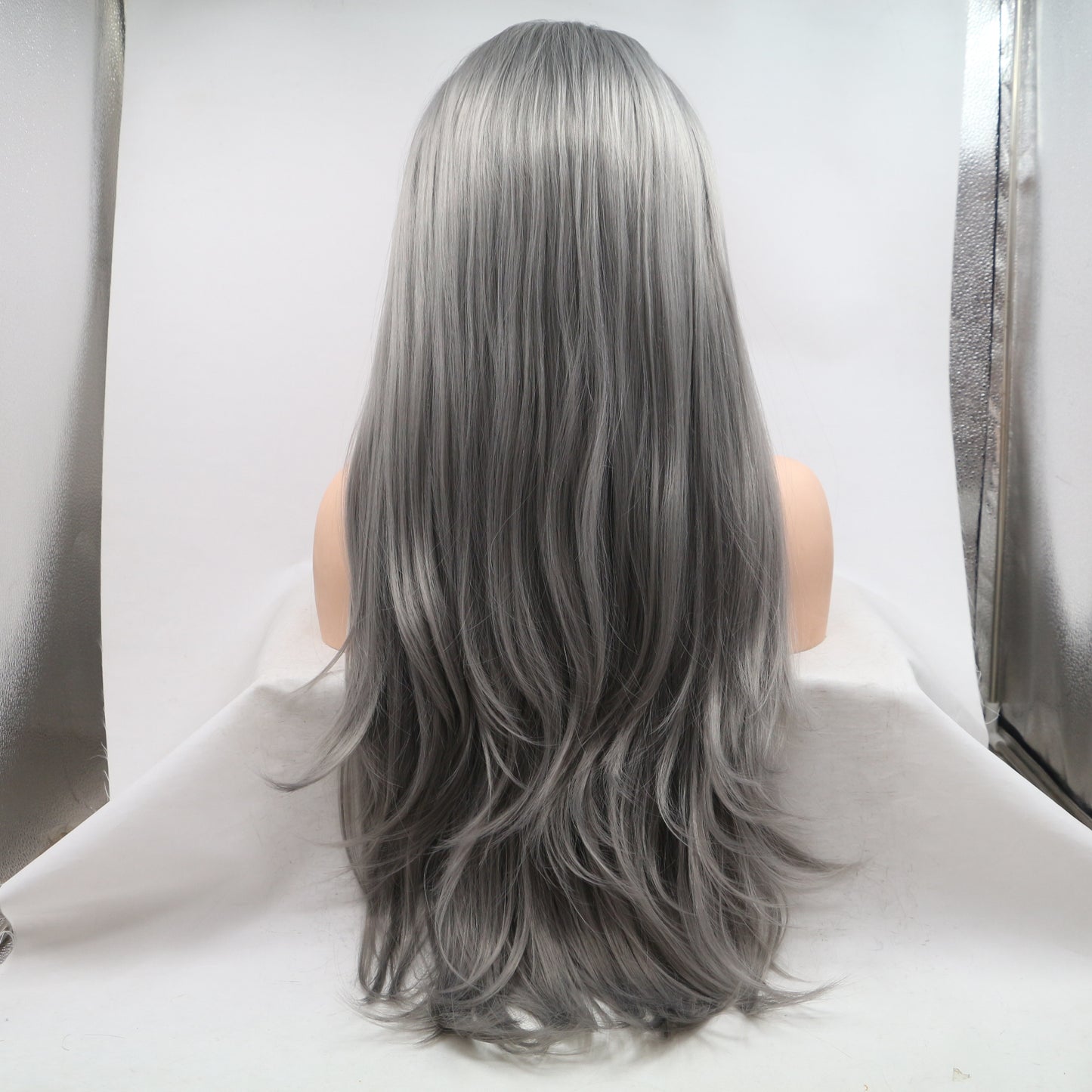 Long Dusty Grey Wig