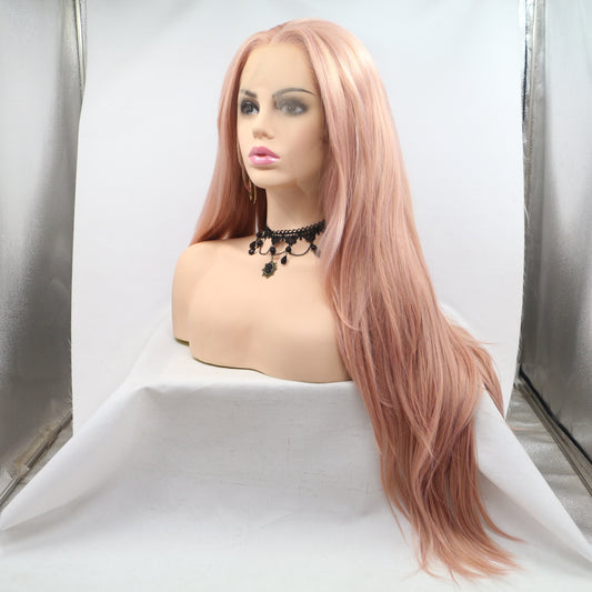 Long Peach Pink Wig