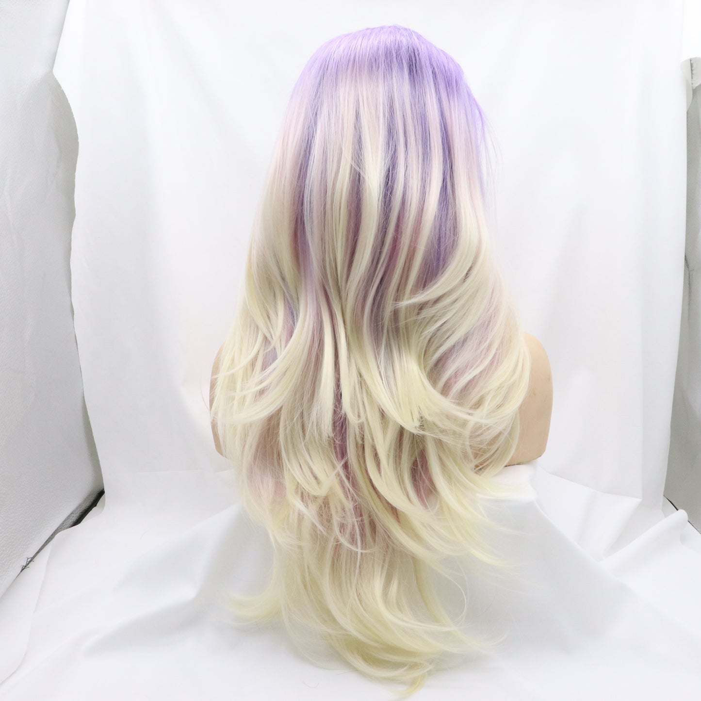 Blonde With Purple Highlight Lace Wig