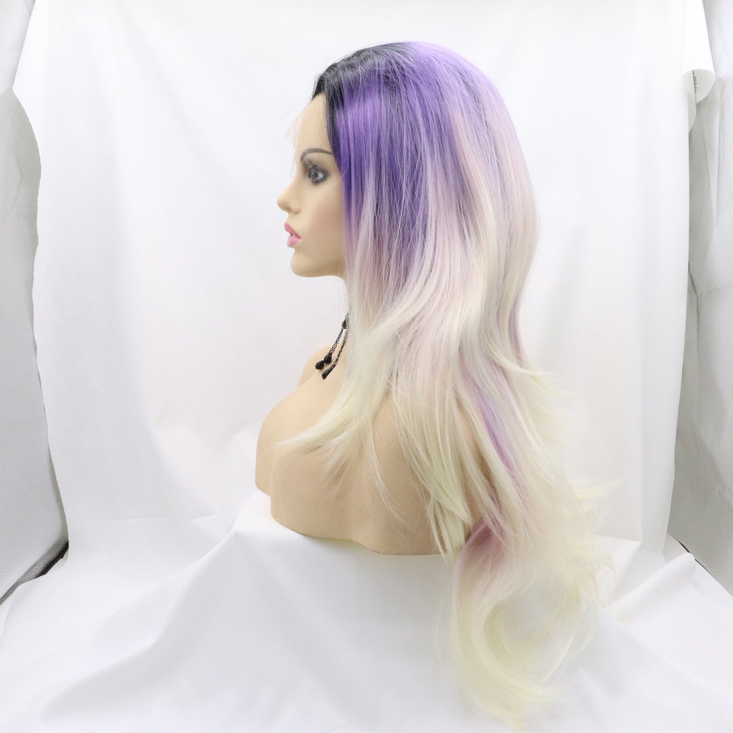 Blonde With Purple Highlight Lace Wig