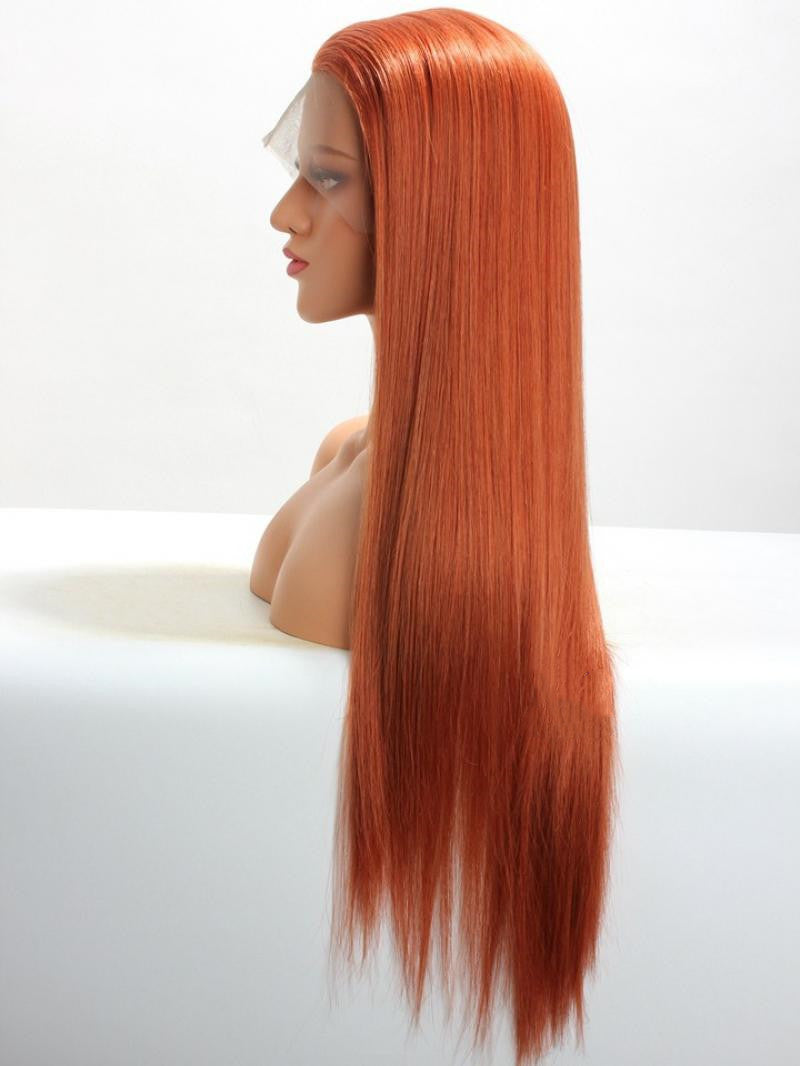 Custom Color And Length 16"-24" Available Light Copper Red Color #130 Virgin Human Hair Lace front Wig