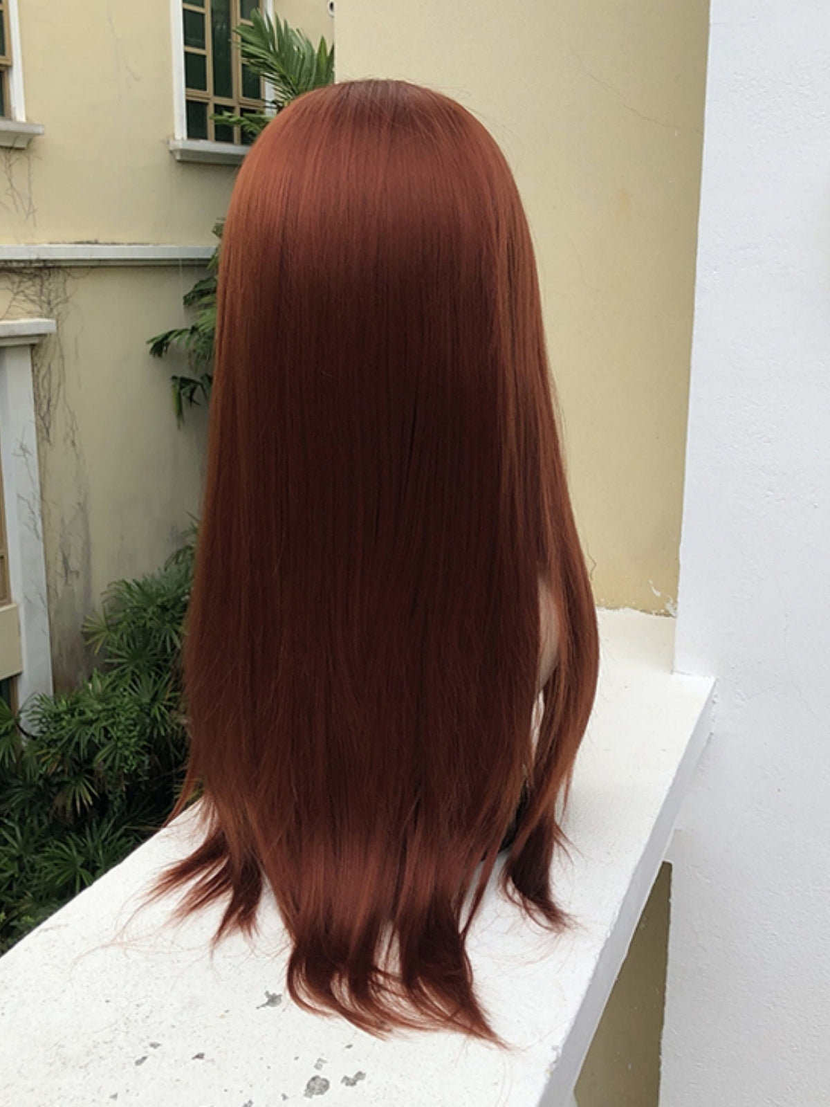 2022 New Style Brown Orange Long Straight Synthetic Lace Front Wig